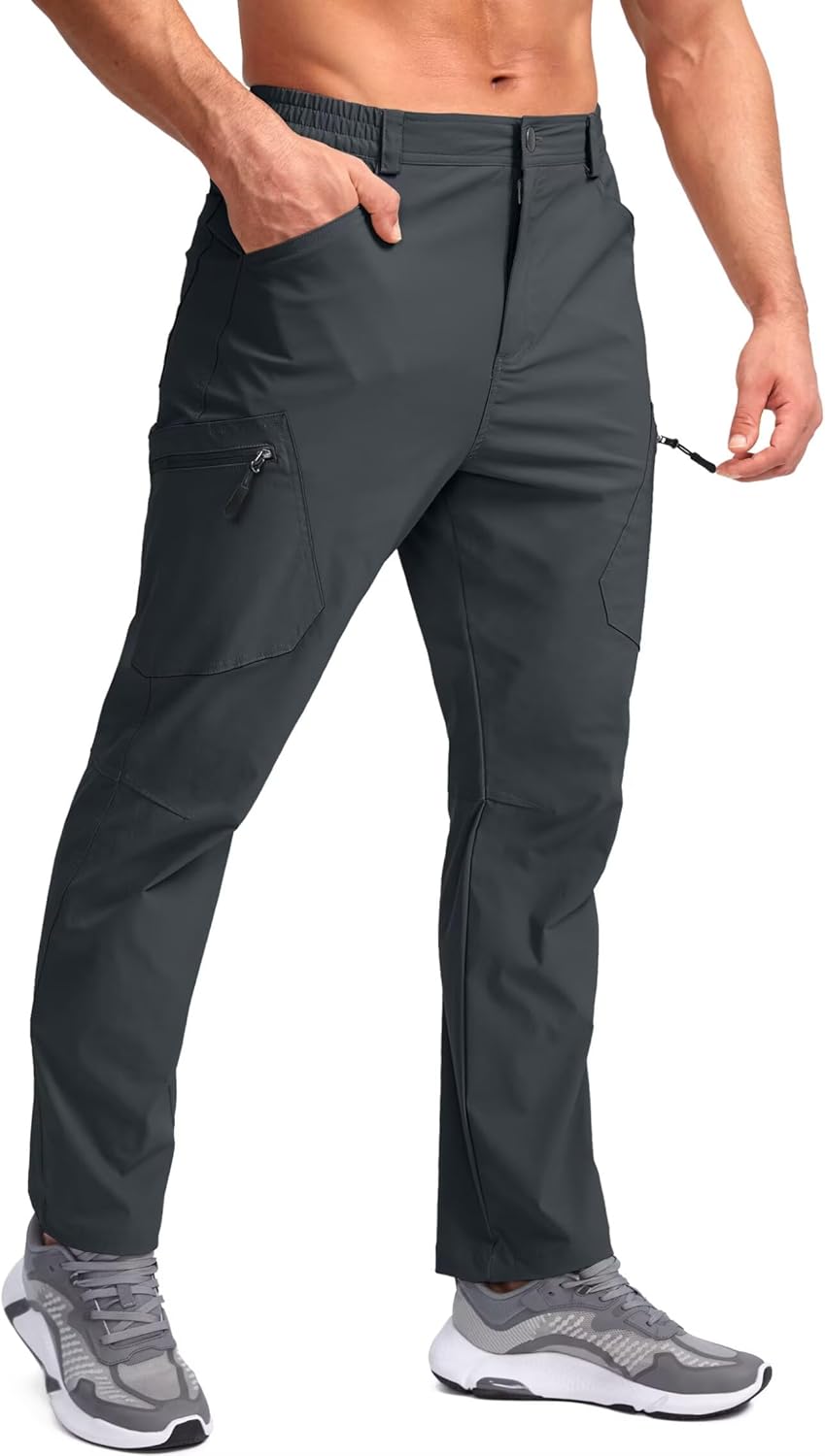 Men'S Lightweight Hiking Pants with 7 Pockets Quick Dry Water Resistant Fishing Travel Pants